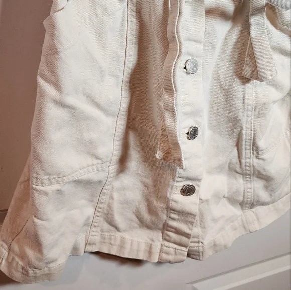 Habitual Beige Safari Button Front Belted Denim Sleeveless Mini Dress S - Picture 4 of 5